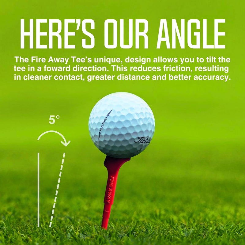 FIRE AWAY Premium Golf Tees, Reduced Ball Spin, Less Friction & Precision Height Markers for Perfect Trajectory, Made of Special Unbreakable Plastic Nylon Blend - Image 2